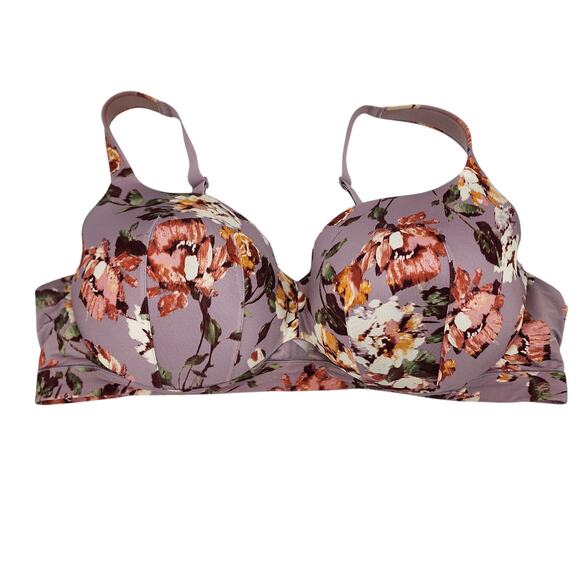 Cacique Floral Lightly Lined Medium Coverage Balconette Underwire Bra Size 48DD - Picture 1 of 4